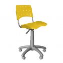 Cadeira Giratória Plástica Amarela Anatômica Base Cinza - ULTRA Móveis