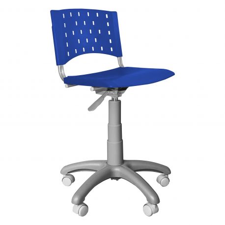 CADEIRA GIRATORIA PLASTICA AZUL SINGOLARE BASE CINZA