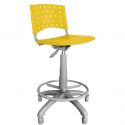 Cadeira Caixa Giratória Plástica Amarela Base Cinza - ULTRA Móveis