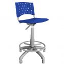 Cadeira Caixa Giratória Plástica Azul Base Cinza - ULTRA Móveis