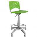 Cadeira Caixa Giratória Plástica Verde Base Cinza - ULTRA Móveis