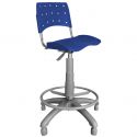 Cadeira Caixa Giratória Plástica Anatômica Azul Base Cinza - ULTRA Móveis