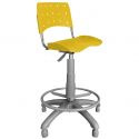 Cadeira Caixa Giratória Plástica Anatômica Amarela Base Cinza - ULTRA Móveis