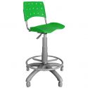Cadeira Caixa Giratória Plástica Anatômica Verde Base Cinza - ULTRA Móveis